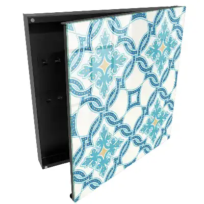 Cutie pentru chei de perete cu un design geometric în nuanțe de turcoaz