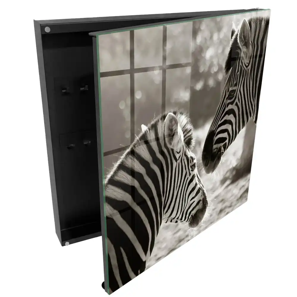 Suport de perete pentru chei cu design zebre alb-negru