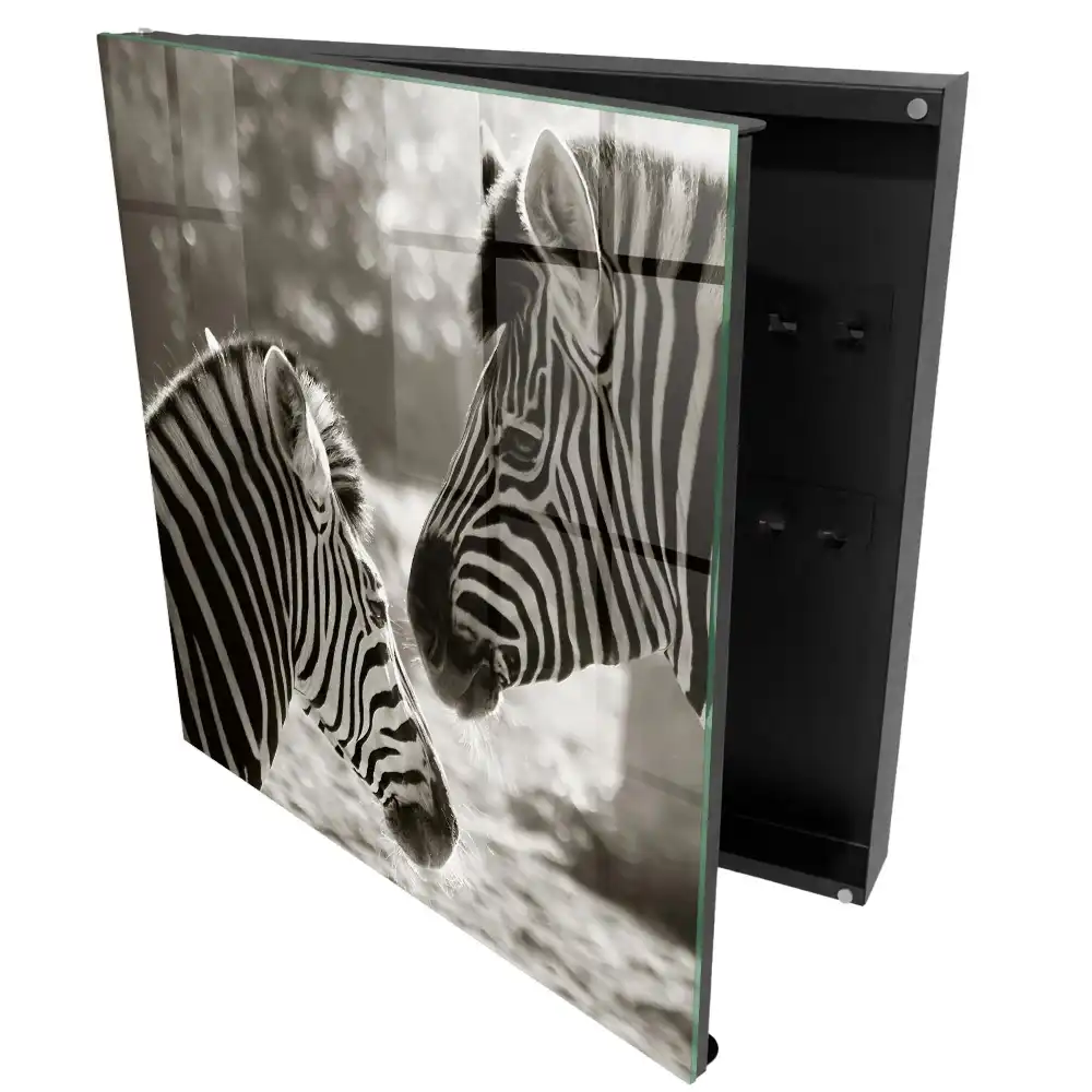 Suport de perete pentru chei cu design zebre alb-negru