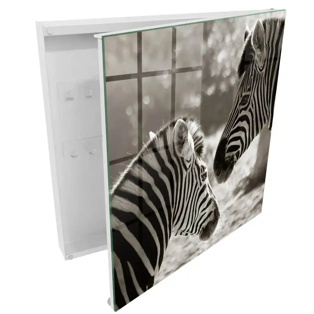 Suport de perete pentru chei cu design zebre alb-negru
