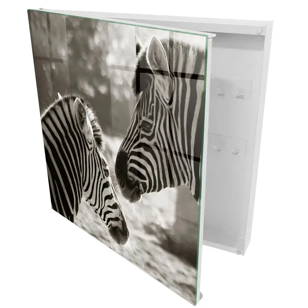 Suport de perete pentru chei cu design zebre alb-negru