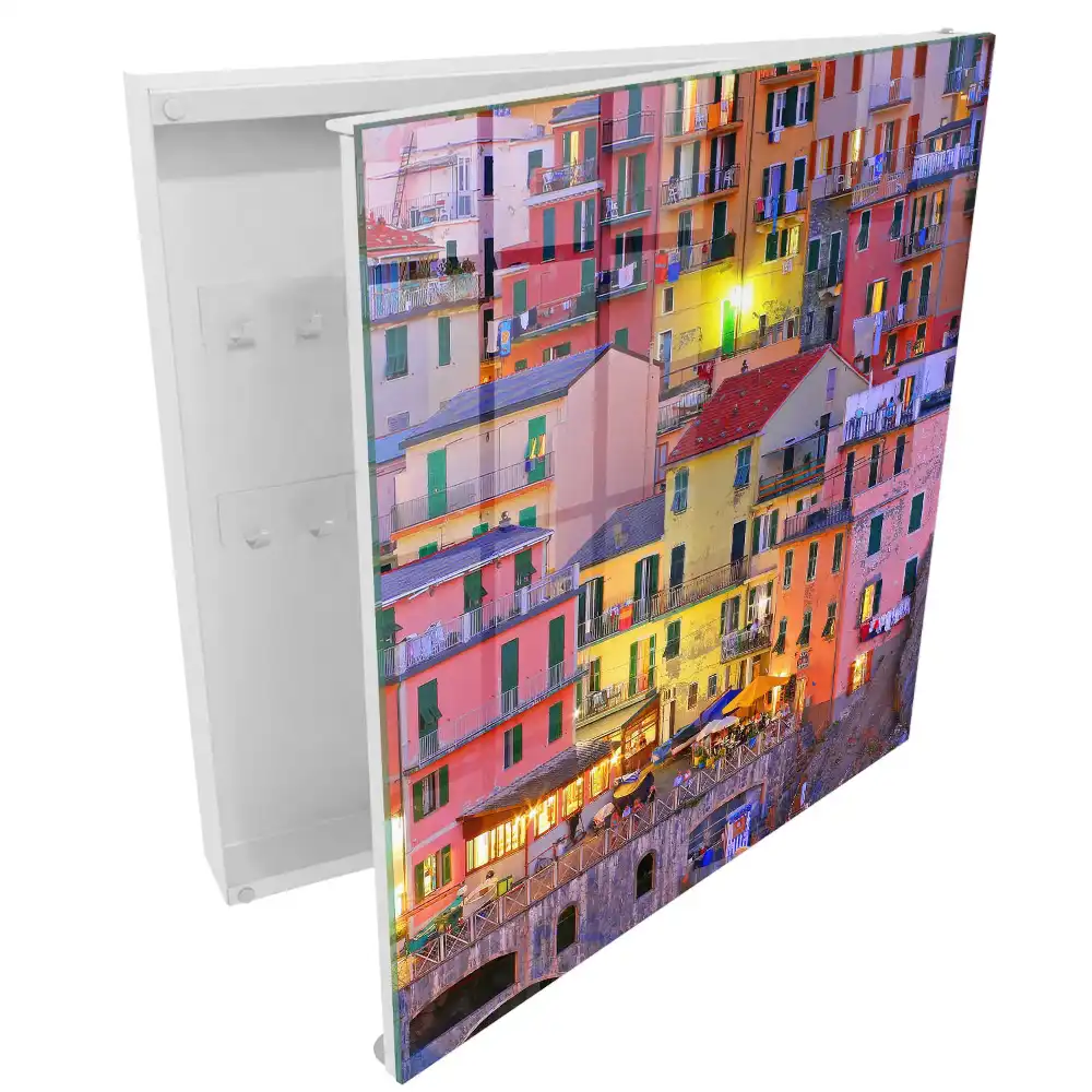 Dulap pentru chei cu design de clădiri colorate