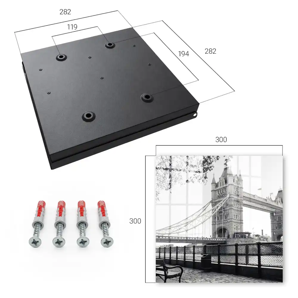 Suport de perete pentru chei cu design de pod gotic și peisaj natural