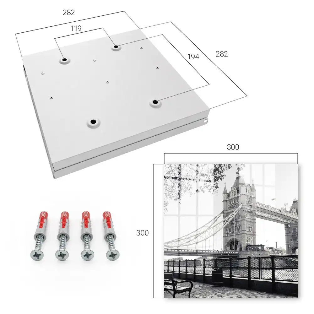 Suport de perete pentru chei cu design de pod gotic și peisaj natural