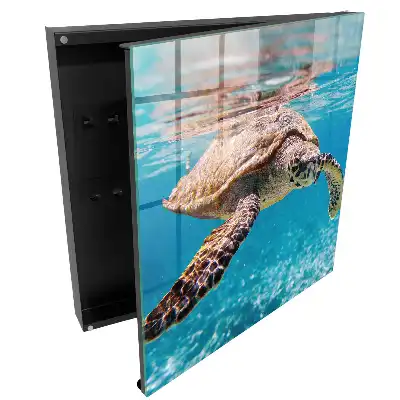 Casetă pentru chei în formă de țestoasă cu model oceanic albastru