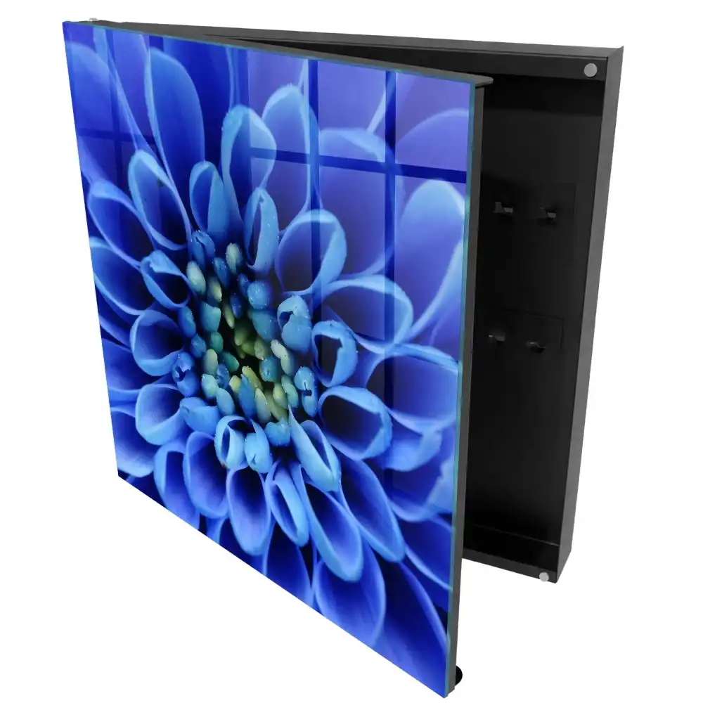 Cutie de chei pentru perete cu model floral albastru dispus în spirală