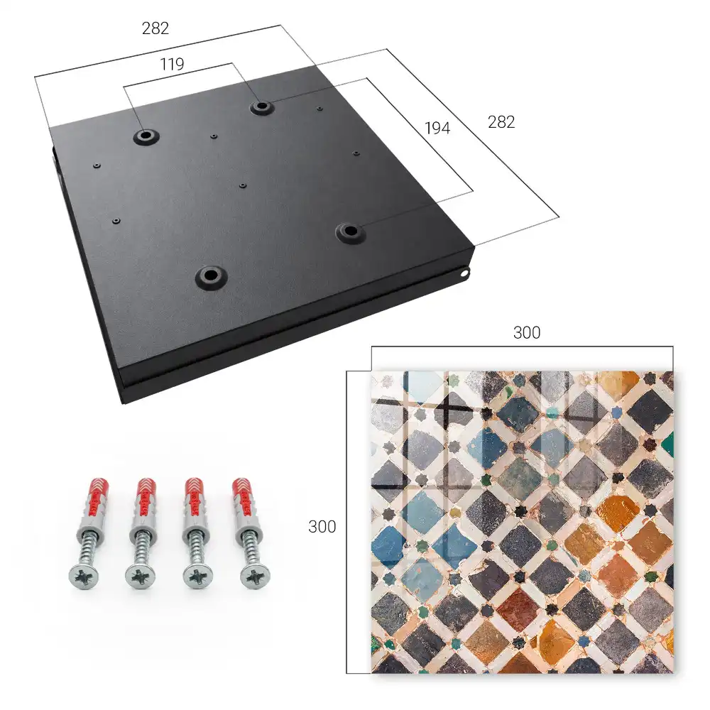Cutie pentru chei cu model decorativ de plăcuțe colorate pe perete
