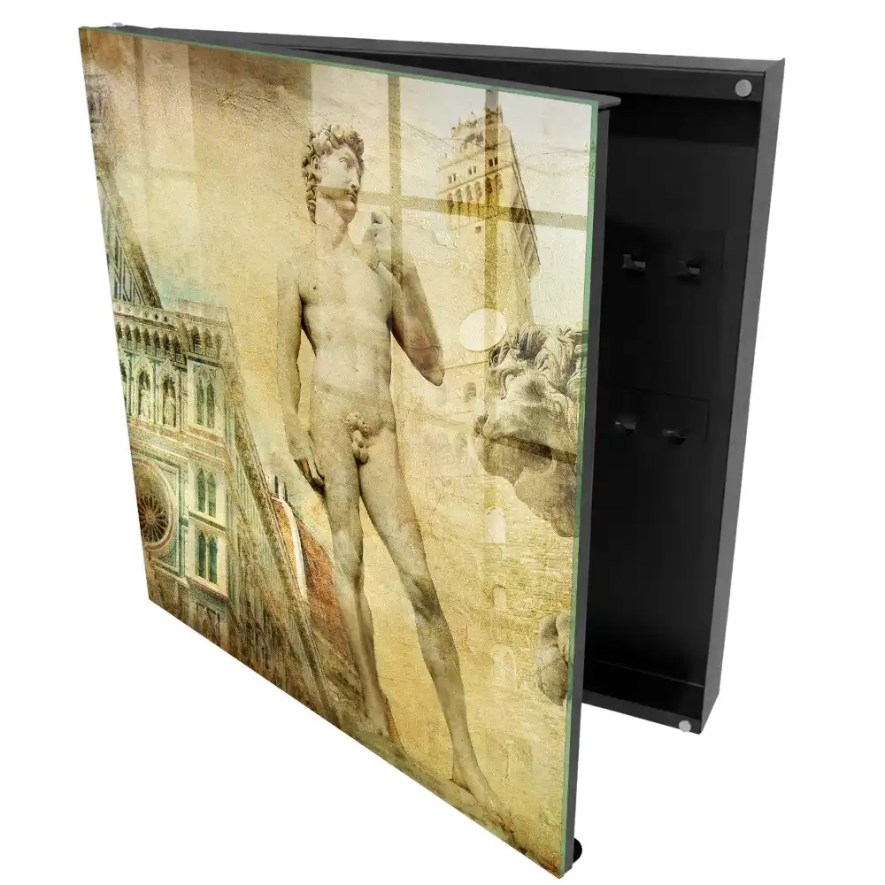Dulap cu chei cu design de statuie și arhitectură renascentistă