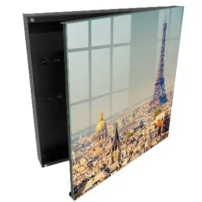 Dulapior pentru chei cu design panoramic al orașului și Turnul Eiffel în fundal