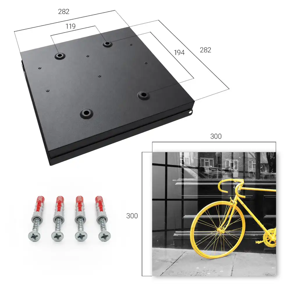 Casetă pentru chei de bicicletă cu design galben pe fundal alb-negru