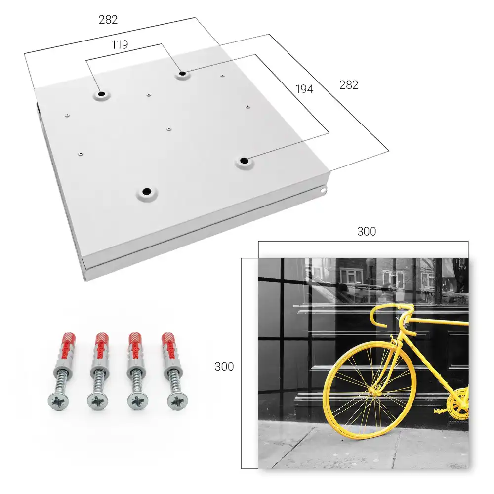 Casetă pentru chei de bicicletă cu design galben pe fundal alb-negru