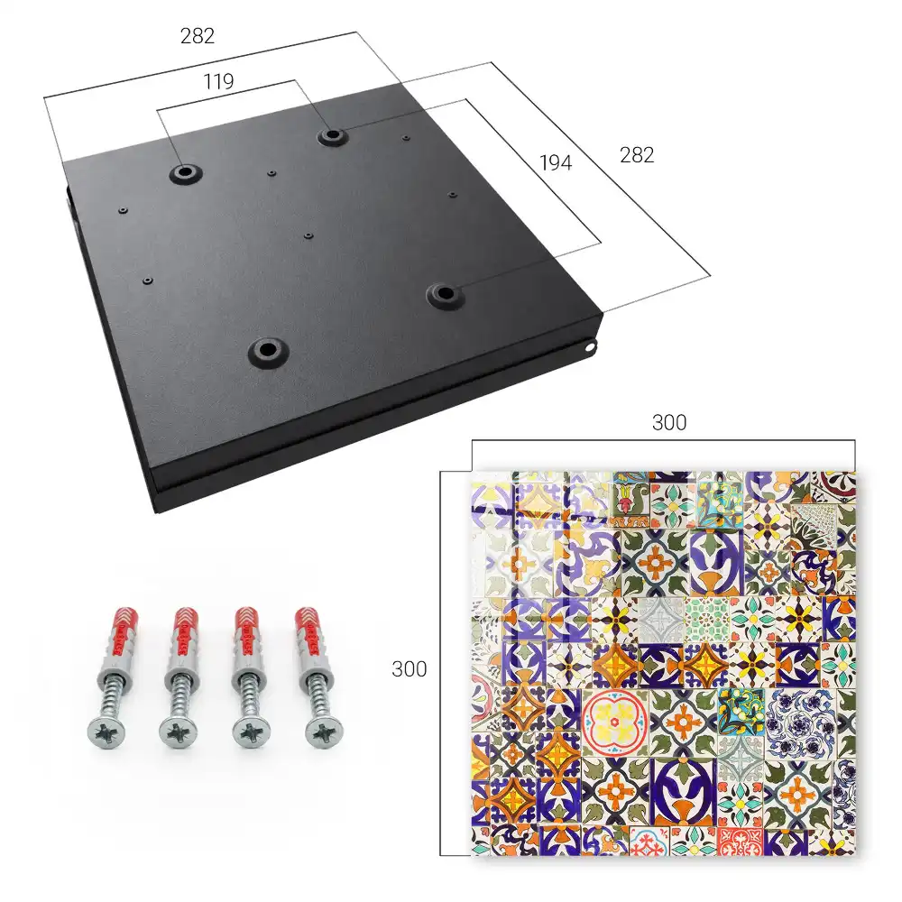 Casetă pentru chei cu plăci ceramice pictate cu modele colorate