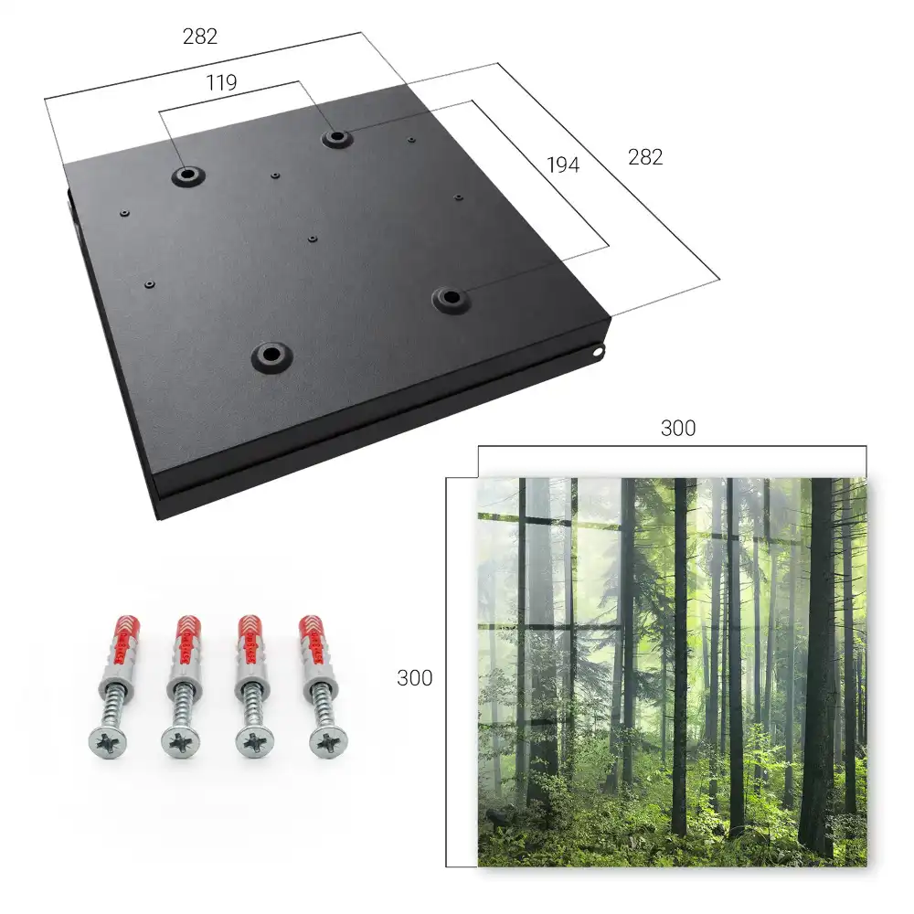 Casetă pentru chei cu design de pădure cețoasă, soare și verdeață