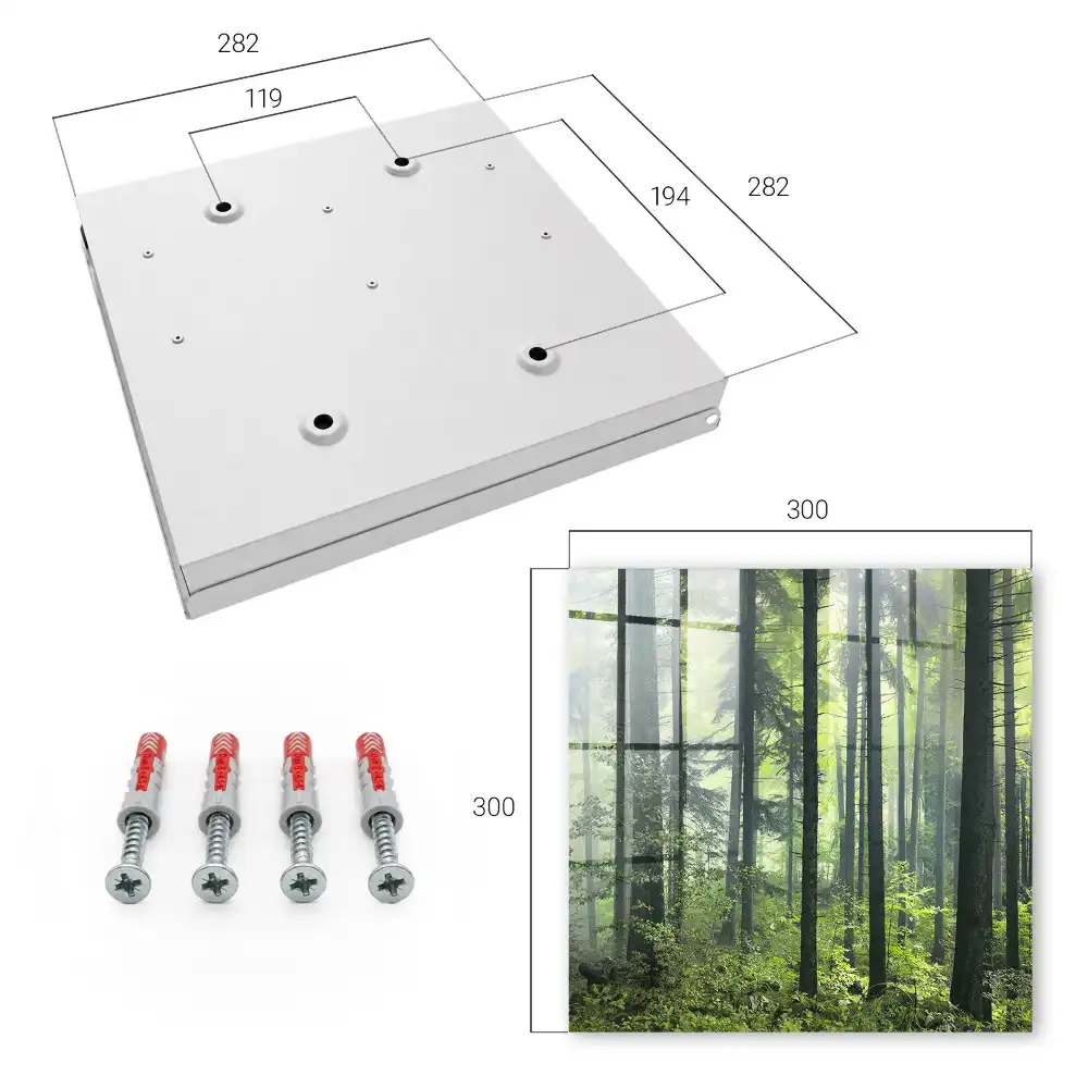 Casetă pentru chei cu design de pădure cețoasă, soare și verdeață