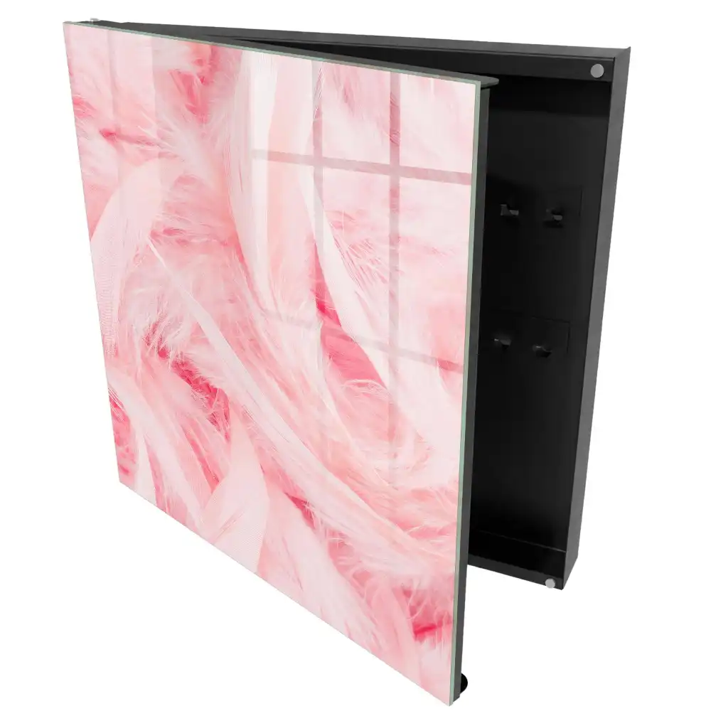 Dulapior pentru chei cu model decorativ cu pene roz