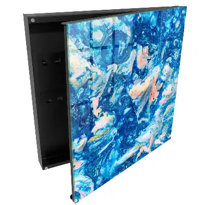 Casetă pentru chei cu design abstract albastru pastel