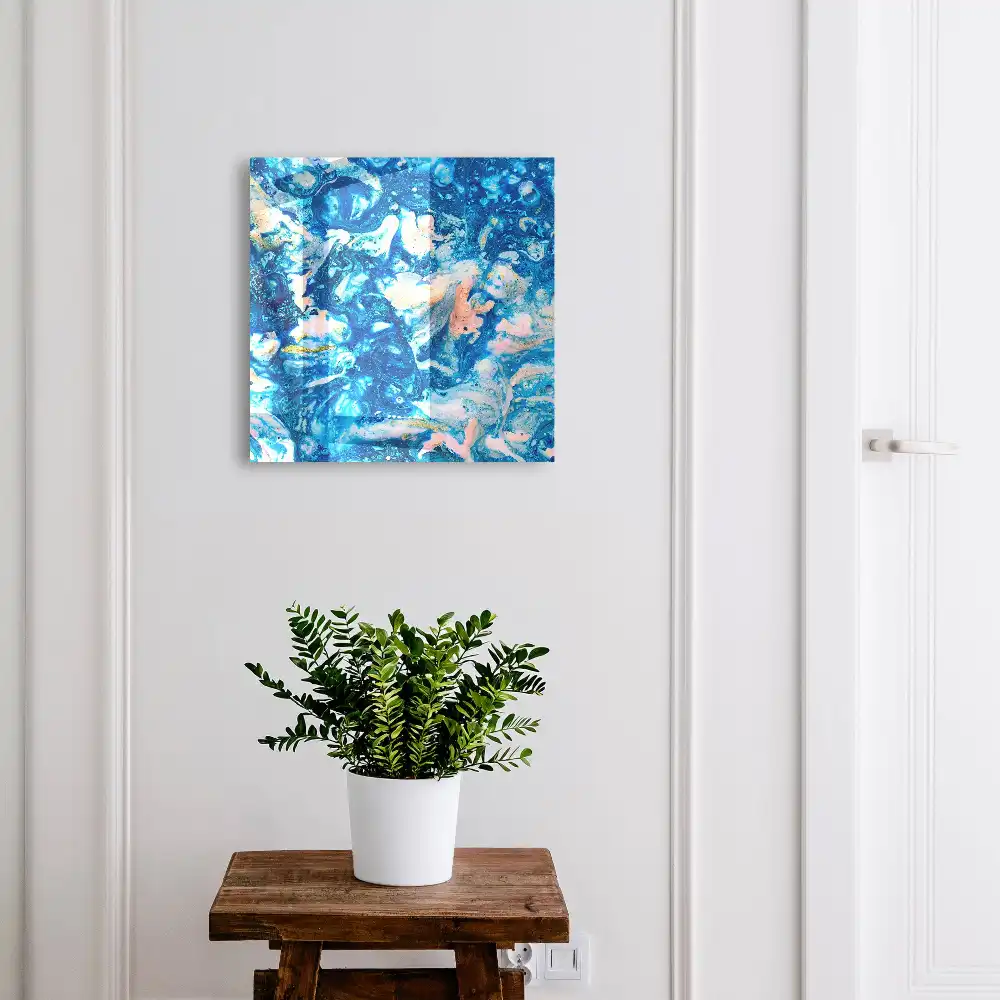 Casetă pentru chei cu design abstract albastru pastel