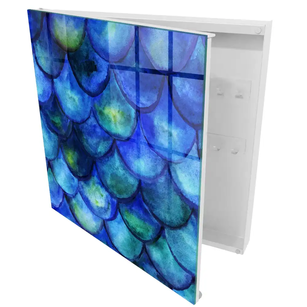 Casetă pentru chei cu design dinamic în nuanțe de albastru