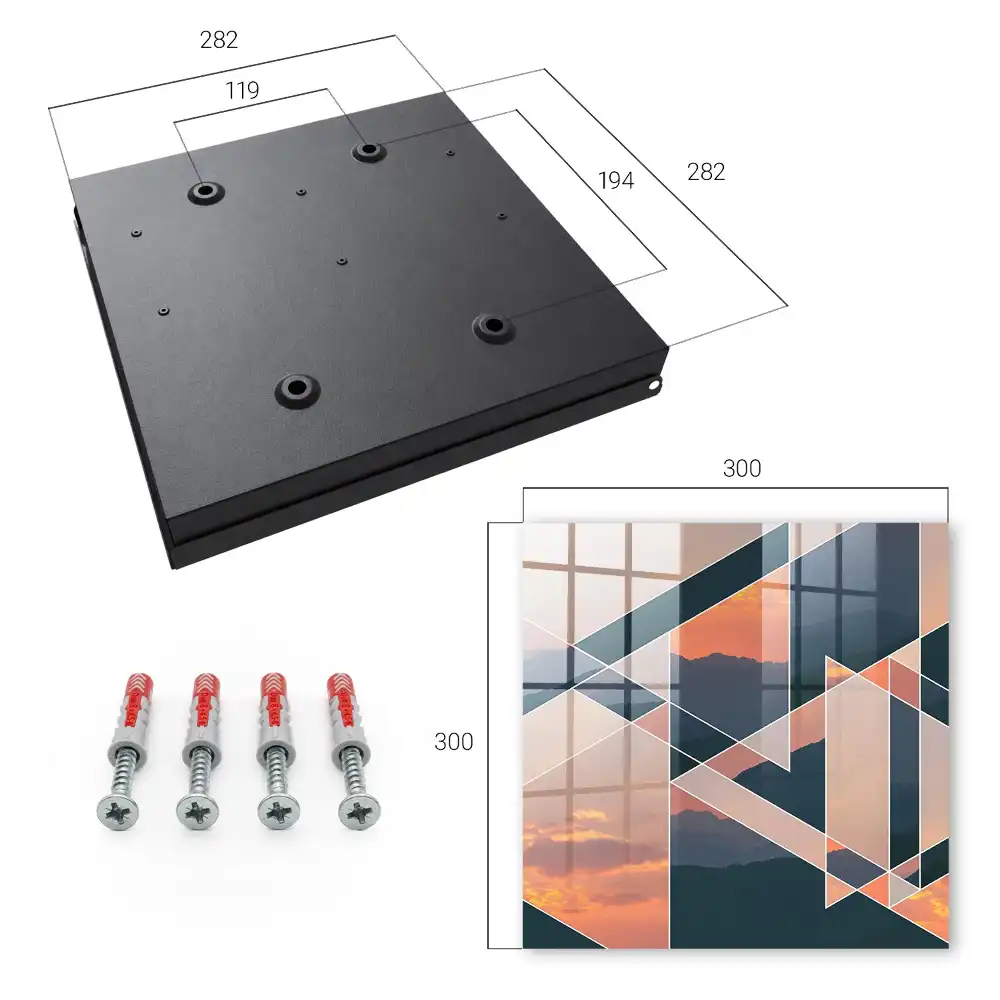 Dulapior pentru chei cu design geometric și peisaj montan