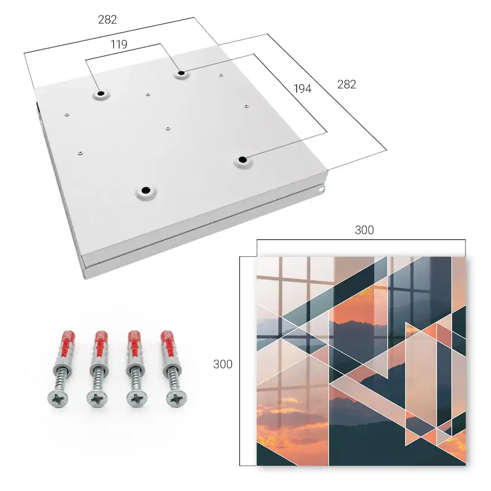 Dulapior pentru chei cu design geometric și peisaj montan