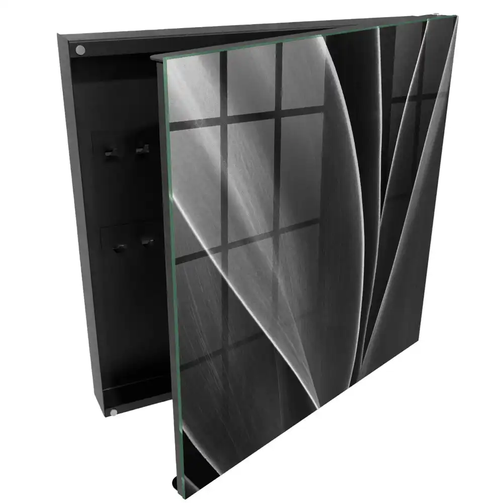 Suport de chei pentru perete cu model de frunze în alb și negru cu design elegant