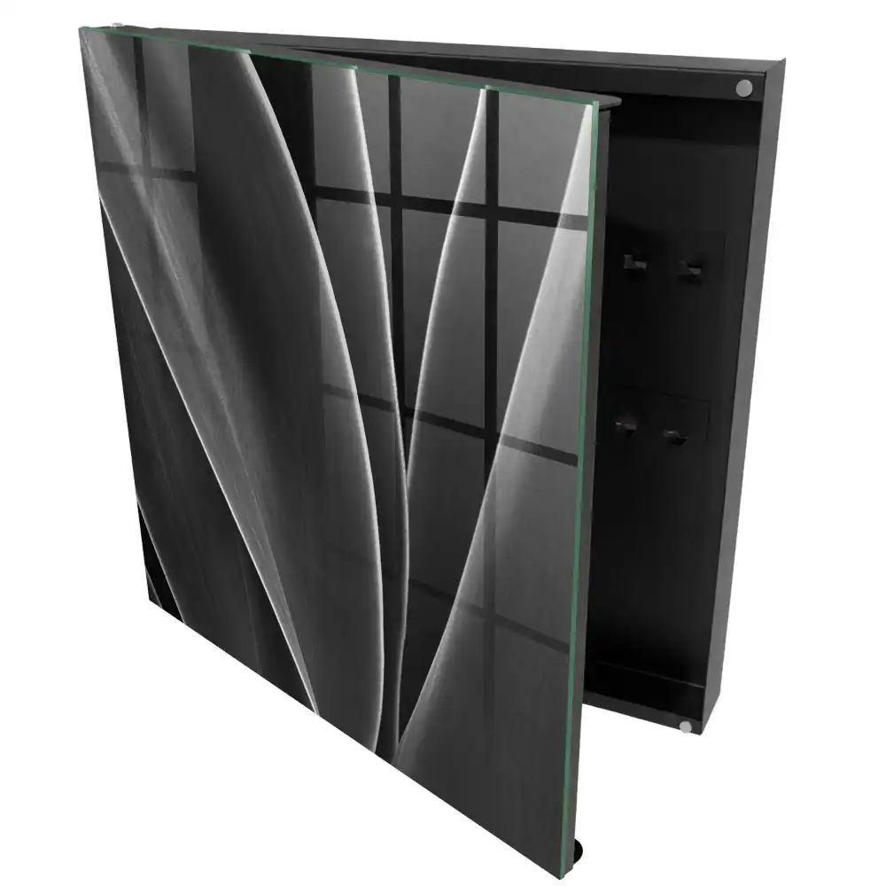 Suport de chei pentru perete cu model de frunze în alb și negru cu design elegant