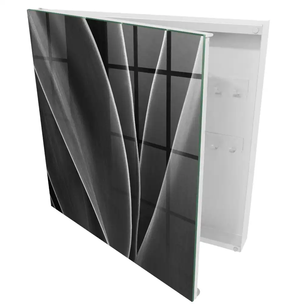 Suport de chei pentru perete cu model de frunze în alb și negru cu design elegant