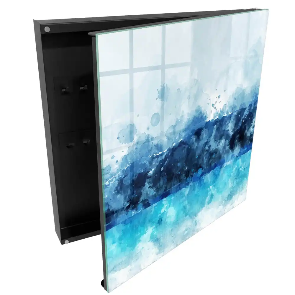 Dulap pentru chei cu design modern și model cu valuri turcoaz
