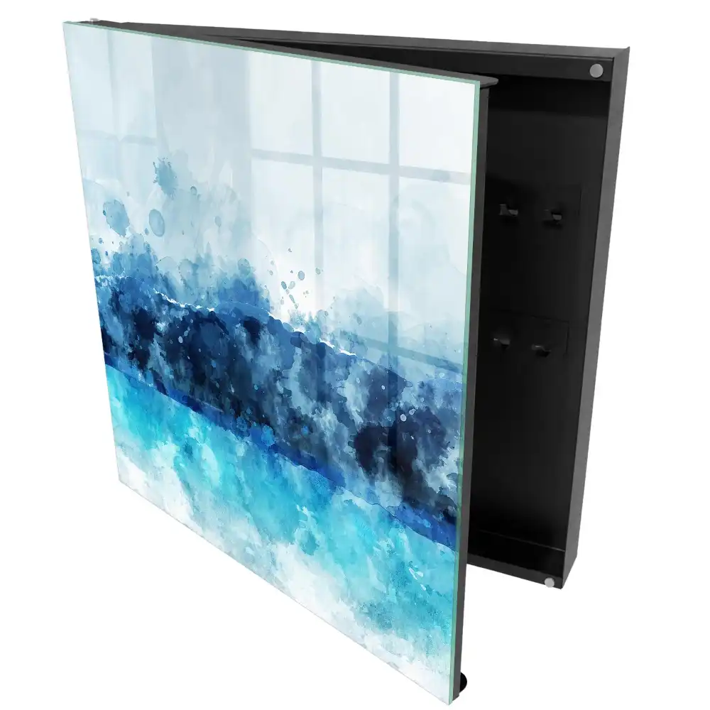 Dulap pentru chei cu design modern și model cu valuri turcoaz