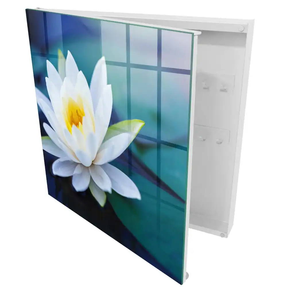 Suport de chei pentru perete cu model floare de nufăr pe iaz natură meditație