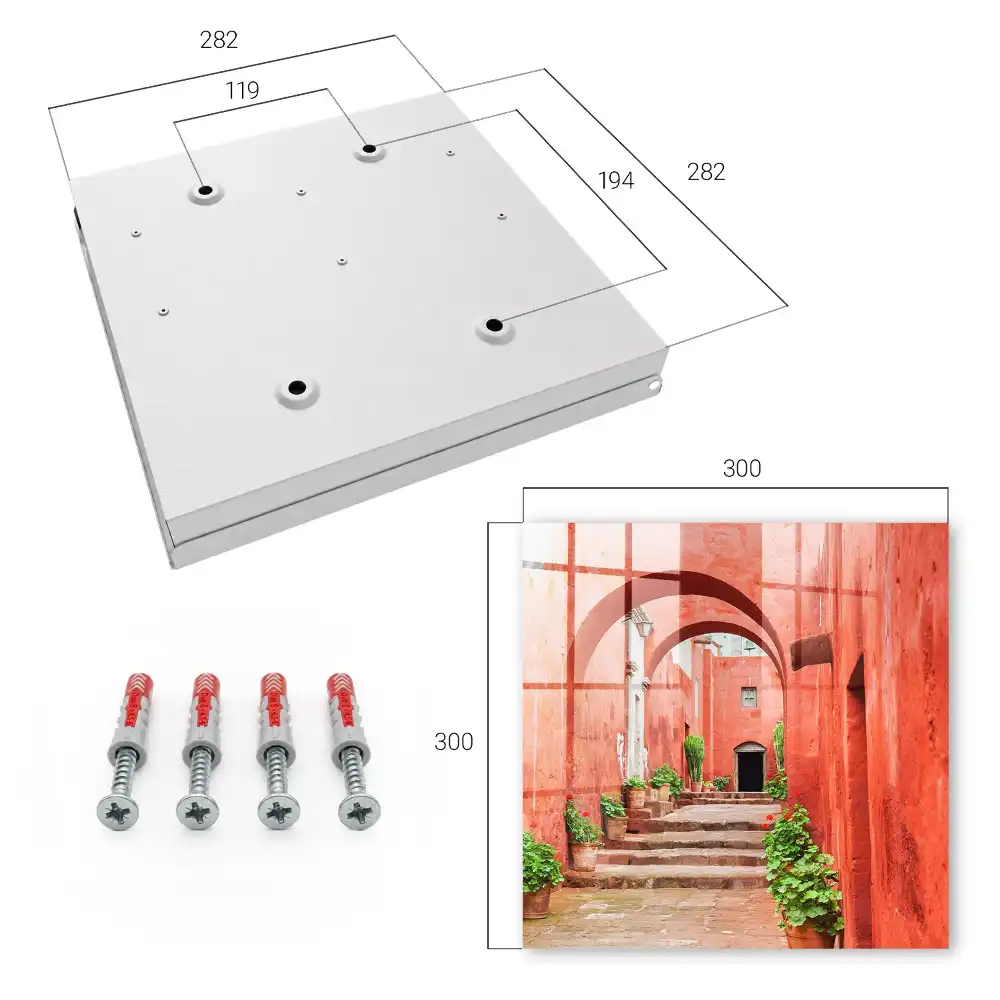 Dulap pentru chei cu design arhitectural Red Architecture cu plante și scări