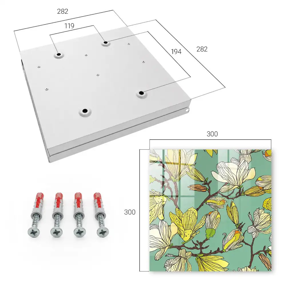 Suport chei de perete cu model magnolii galbene pe fundal verde