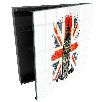 Suport de perete pentru chei cu design Turnul cu Ceas și steagul britanic