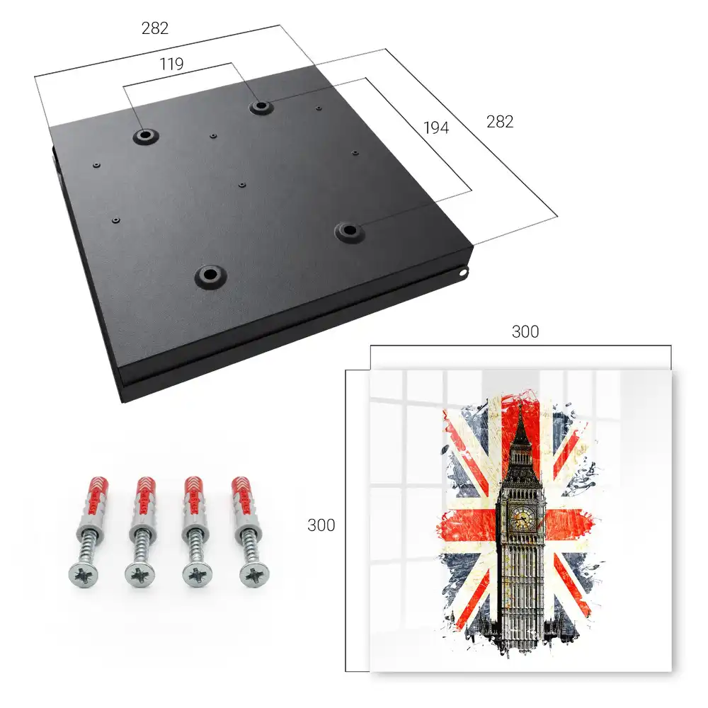 Suport de perete pentru chei cu design Turnul cu Ceas și steagul britanic