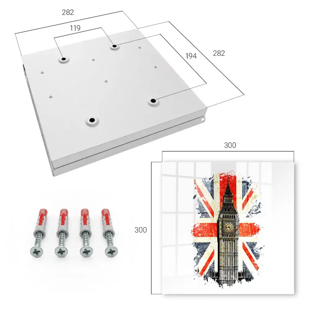 Suport de perete pentru chei cu design Turnul cu Ceas și steagul britanic