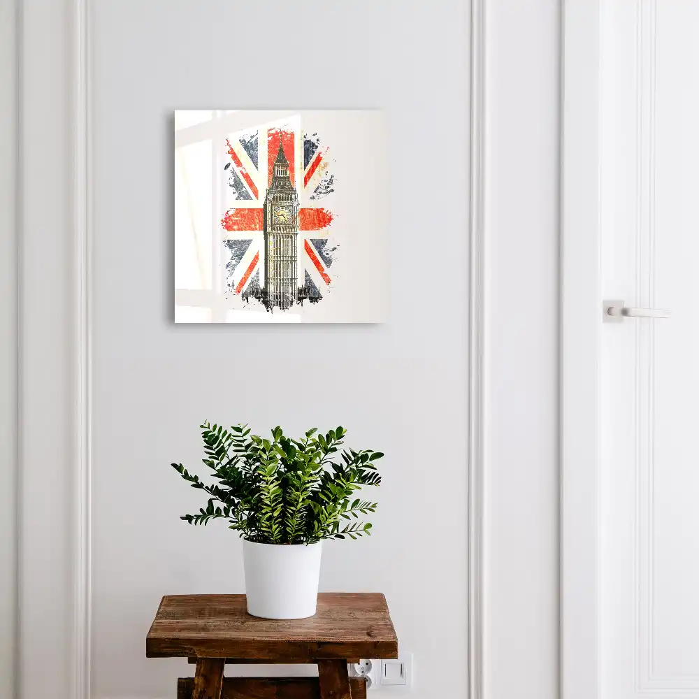 Suport de perete pentru chei cu design Turnul cu Ceas și steagul britanic