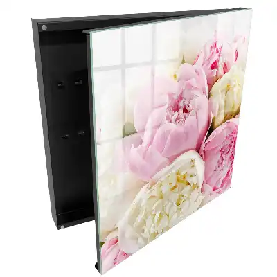 Dulapior pentru chei cu design de bujori în nuanțe pastelate
