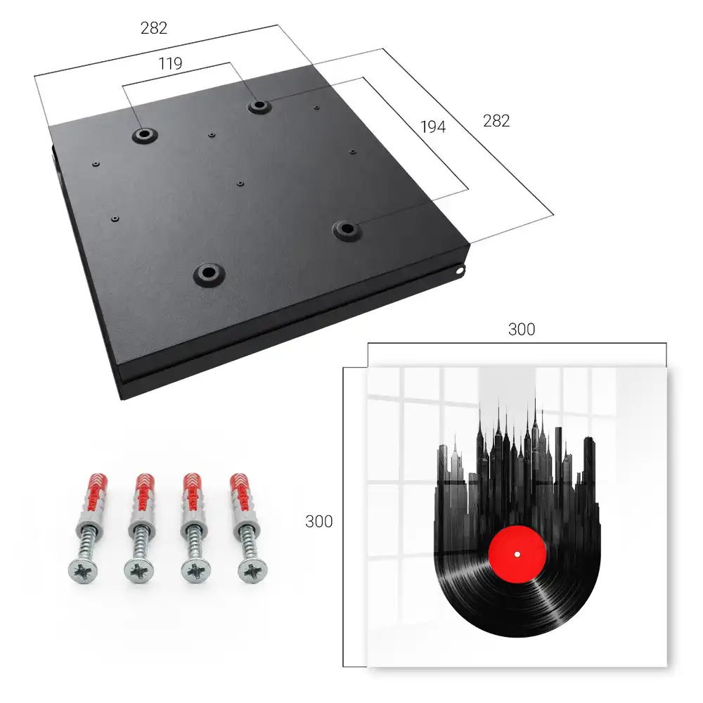 Cutiuta pentru chei de perete cu design urban zgarie-nori din vinil negru