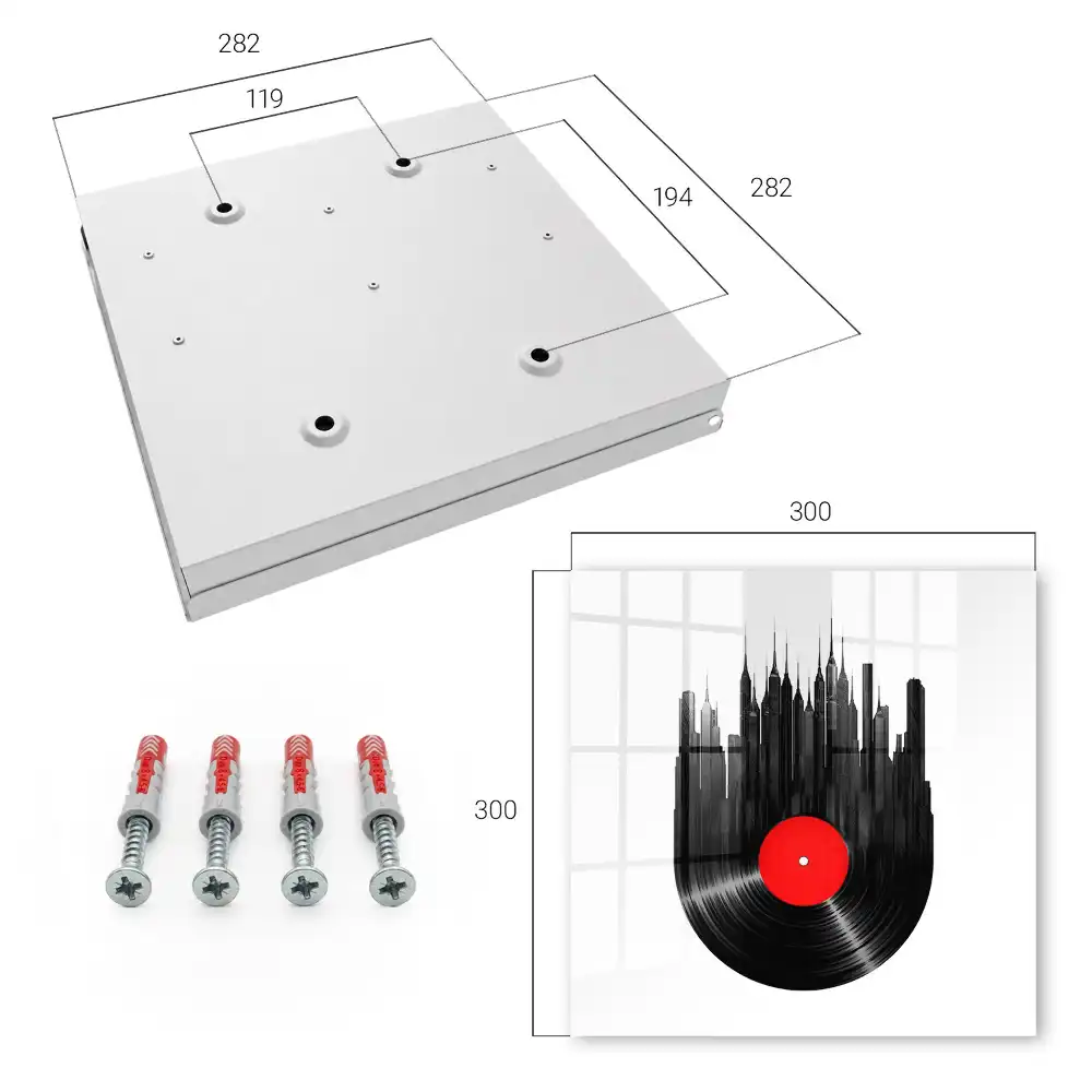 Cutiuta pentru chei de perete cu design urban zgarie-nori din vinil negru