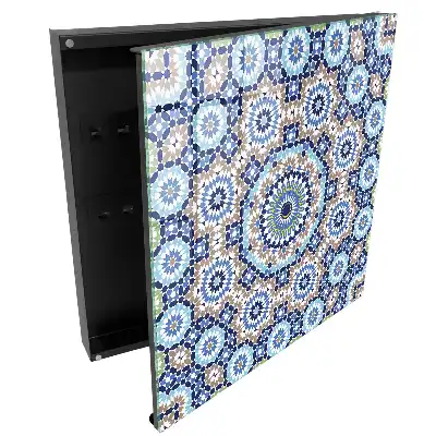 Casetă pentru chei cu mozaic geometric colorat