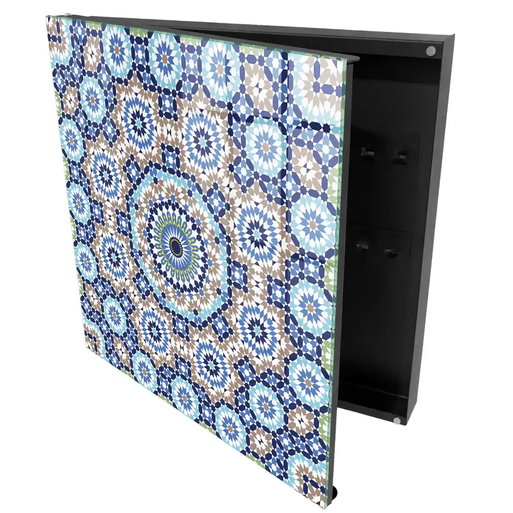 Casetă pentru chei cu mozaic geometric colorat