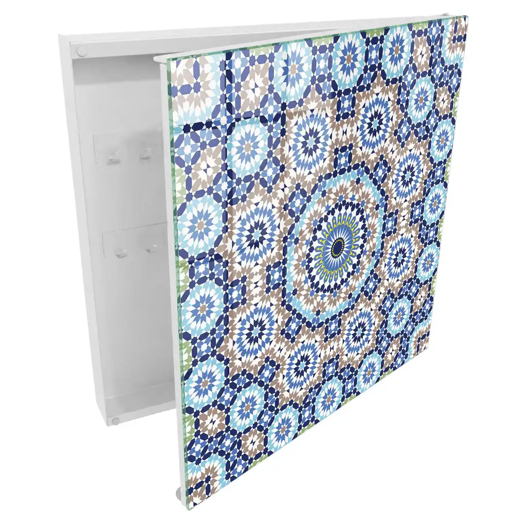 Casetă pentru chei cu mozaic geometric colorat