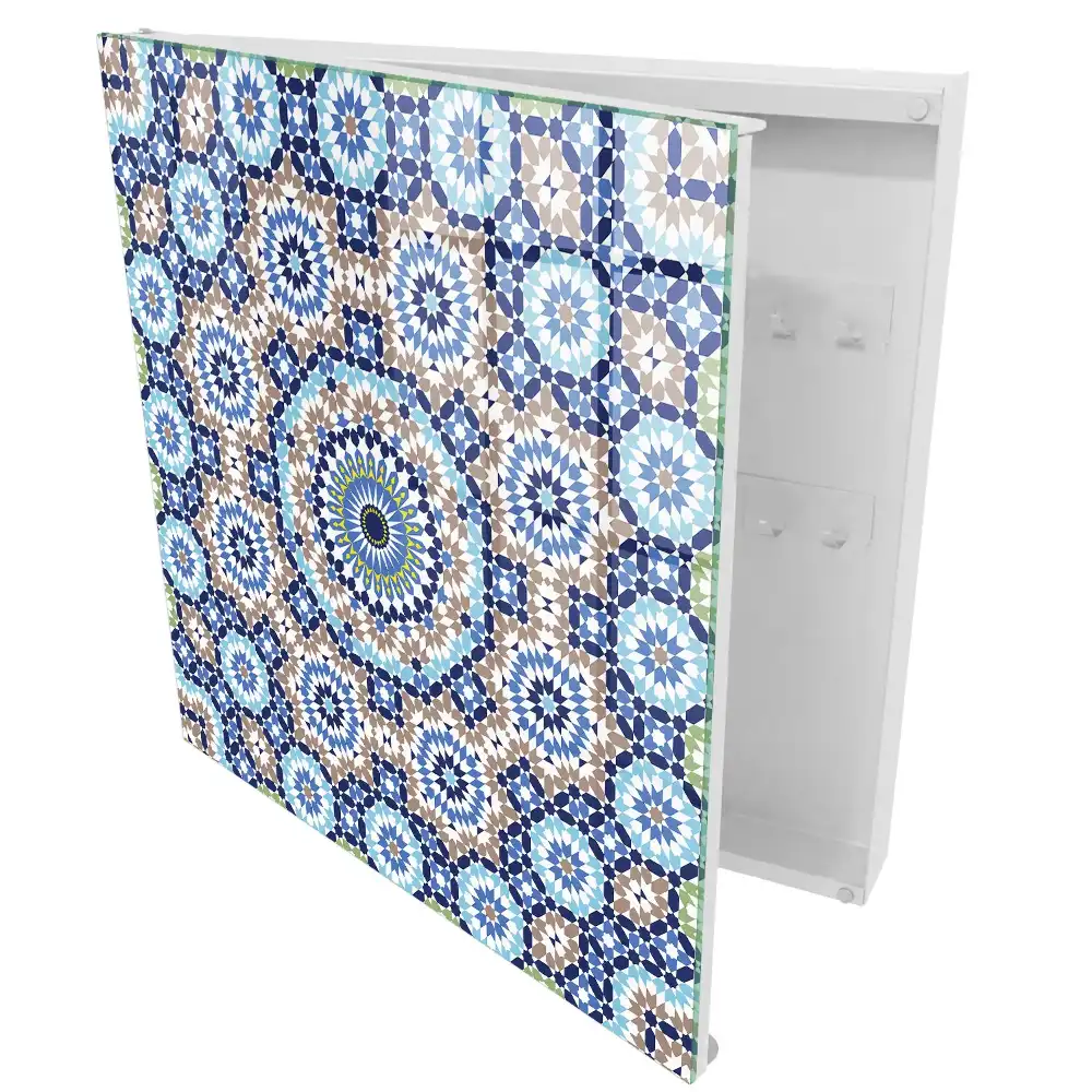 Casetă pentru chei cu mozaic geometric colorat