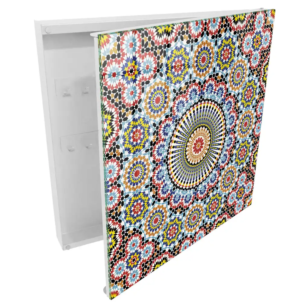 Suport de chei pentru perete cu design dinamic și modele mozaic colorat