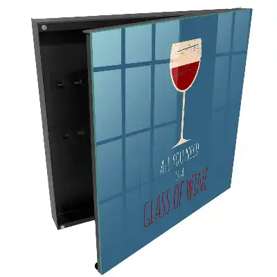 Dulapior pentru chei cu suport pentru pahar de vin și mesaj inspirațional