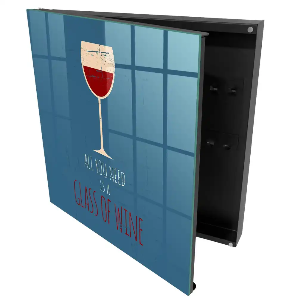 Dulapior pentru chei cu suport pentru pahar de vin și mesaj inspirațional