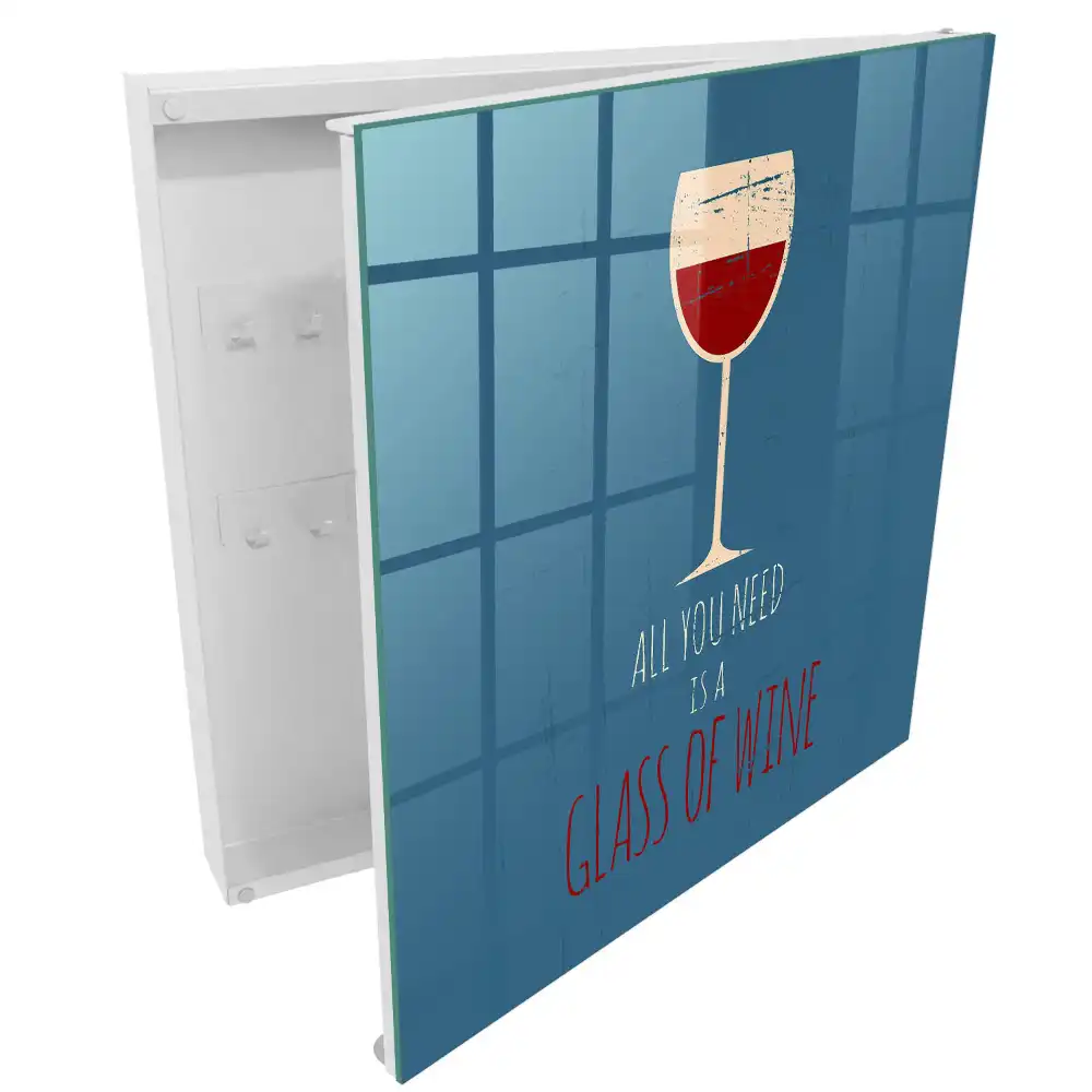 Dulapior pentru chei cu suport pentru pahar de vin și mesaj inspirațional