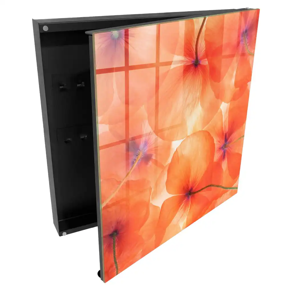 Casetă pentru chei cu model floral portocaliu
