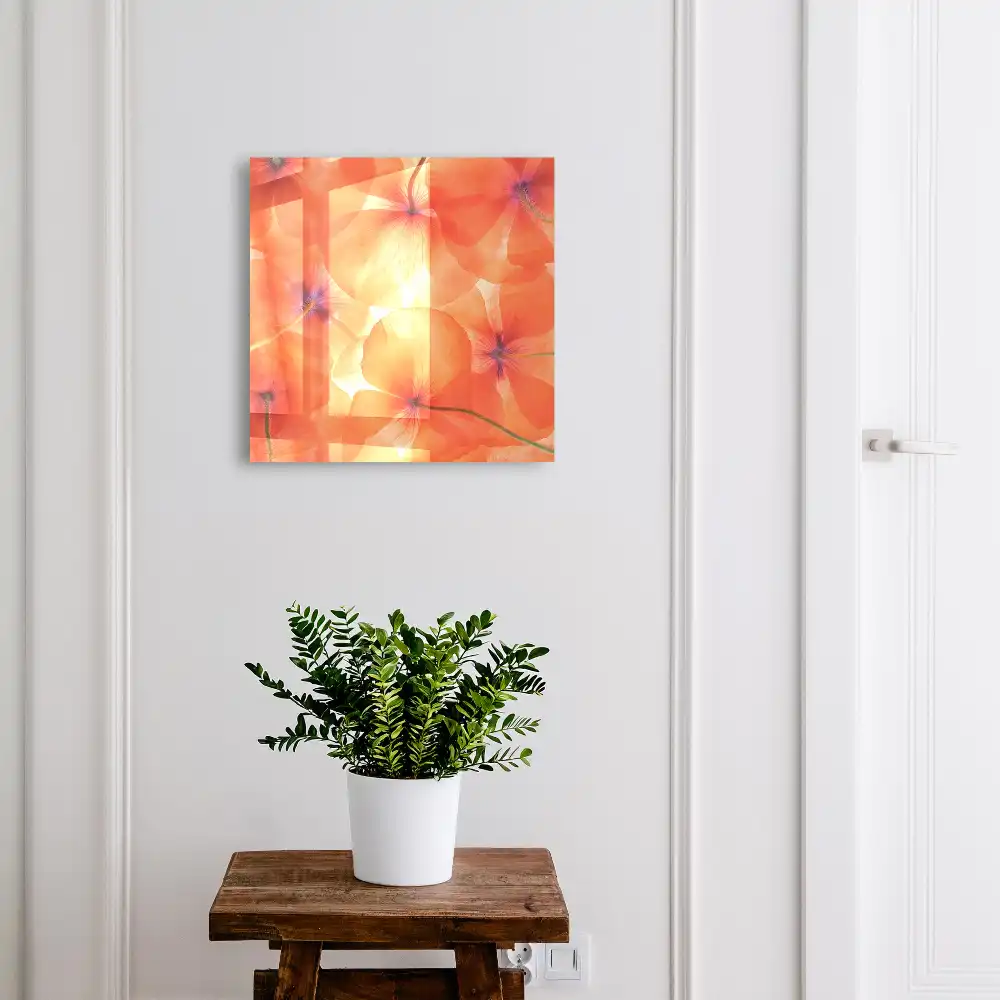 Casetă pentru chei cu model floral portocaliu