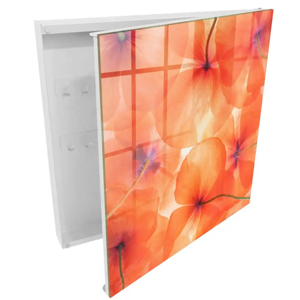 Casetă pentru chei cu model floral portocaliu